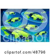 Royalty Free RF Clipart Illustration Of A Blue Background Of Flat Globes