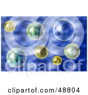Royalty Free RF Clipart Illustration Of A Dark Blue Atlas Background With Globes