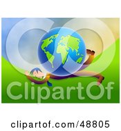 Royalty Free RF Clipart Illustration Of A Businessman Being Crushed By A Globe