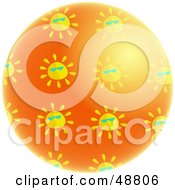 Poster, Art Print Of Shiny Orange Planet Surrounded By Suns Wearing Shades