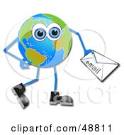 Poster, Art Print Of Blue Eyed Globe Man Carrying An Email
