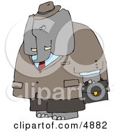 Human-Like Male Business Elephant Carrying Briefcase