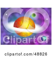 Royalty Free RF Clipart Illustration Of Bright Planets In Purple Outer Space
