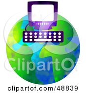 Royalty Free RF Clipart Illustration Of A Computer Over A Globe