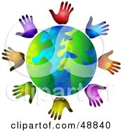 Royalty Free RF Clipart Illustration Of A Globe Surrounded By Diverse Hands by Prawny #COLLC48840-0089