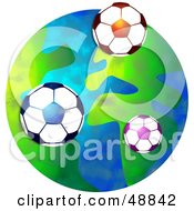 Poster, Art Print Of Soccer Balls Over A Globe
