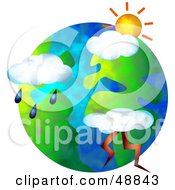 Poster, Art Print Of Weather Icons Over A Globe