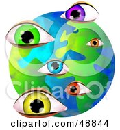 Poster, Art Print Of Colorful Eyes Over A Globe