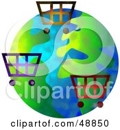 Poster, Art Print Of Shopping Carts Over A Globe