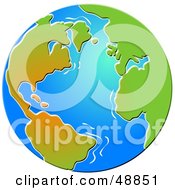 Royalty Free RF Clipart Illustration Of A Blue Beveled Globe With Gradient Continents by Prawny