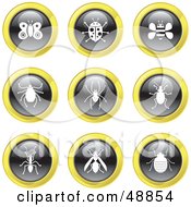 Royalty Free RF Clipart Illustration Of A Digital Collage Of Black White And Yellow Insect Icons by Prawny