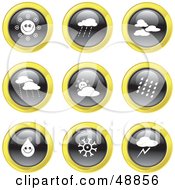 Poster, Art Print Of Digital Collage Of Black White And Yellow Weather Icons