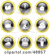 Poster, Art Print Of Digital Collage Of Black White And Yellow Party Icons