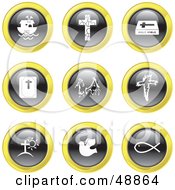 Digital Collage Of Black White And Yellow Christian Icons