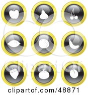 Royalty Free RF Clipart Illustration Of A Digital Collage Of Black White And Yellow Fruit Icons by Prawny