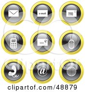 Digital Collage Of Black White And Yellow Communication Icons