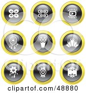Royalty Free RF Clipart Illustration Of A Digital Collage Of Black White And Yellow Retro Symbol Icons