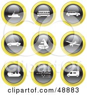 Royalty Free RF Clipart Illustration Of A Digital Collage Of Black White And Yellow Transport Icons by Prawny