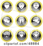 Poster, Art Print Of Digital Collage Of Black White And Yellow Heart Icons