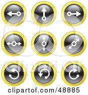 Royalty Free RF Clipart Illustration Of A Digital Collage Of Black White And Yellow Dial Arrow Icons