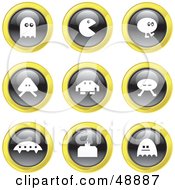 Royalty Free RF Clipart Illustration Of A Digital Collage Of Black White And Yellow Gaming Icons
