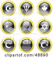 Royalty Free RF Clipart Illustration Of A Digital Collage Of Black White And Yellow Flag Icons