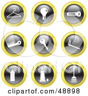 Royalty Free RF Clipart Illustration Of A Digital Collage Of Black White And Yellow Household Icons