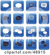 Poster, Art Print Of Digital Collage Of Square Blue Black And White Chat Window Icons