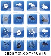 Poster, Art Print Of Digital Collage Of Square Blue Black And White Weather Icons