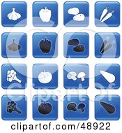 Royalty Free RF Clipart Illustration Of A Digital Collage Of Square Blue Black And White Veggie Icons by Prawny