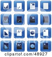 Poster, Art Print Of Digital Collage Of Square Blue Black And White Document Icons