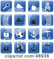 Royalty Free RF Clipart Illustration Of A Digital Collage Of Square Blue Black And White Icons by Prawny