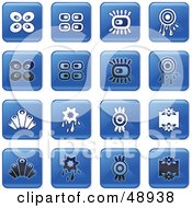 Royalty Free RF Clipart Illustration Of A Digital Collage Of Square Blue Black And White Retro Icons