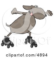 Energetic Dog Roller Skating With His Tongue Out Clipart