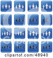 Poster, Art Print Of Digital Collage Of Square Blue Black And White Parenting Icons