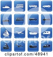 Poster, Art Print Of Digital Collage Of Square Blue Black And White Transport Icons