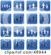 Poster, Art Print Of Digital Collage Of Square Blue Black And White Family Icons