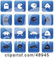 Royalty Free RF Clipart Illustration Of A Digital Collage Of Square Blue Black And White Gaming Icons