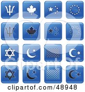 Digital Collage Of Square Blue Black And White Flag Icons