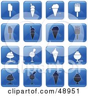 Royalty Free RF Clipart Illustration Of A Digital Collage Of Square Blue Black And White Dessert Icons by Prawny