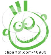 Poster, Art Print Of Green Happy Childs Face