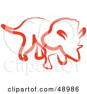 Royalty Free RF Clipart Illustration Of A Red Triceratops by Prawny