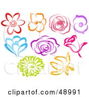 Poster, Art Print Of Digital Collage Of Colorful Flower Blooms