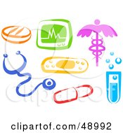 Royalty Free RF Clipart Illustration Of A Digital Collage Of Colorful Medical Items by Prawny