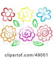 Royalty Free RF Clipart Illustration Of A Digital Collage Of Colorful Flower Blossoms