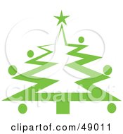 Royalty Free RF Clipart Illustration Of A Green Retro Christmas Tree