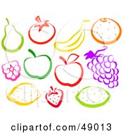 Royalty Free RF Clipart Illustration Of A Digital Collage Of Colorfu Fruits