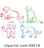Royalty Free RF Clipart Illustration Of A Digital Collage Of Red Green Pink And Blue Dogs by Prawny