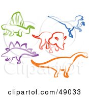 Digital Collage Of Colorful Dinosaurs