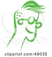 Royalty Free RF Clipart Illustration Of A Green Guy Wearing Glasses